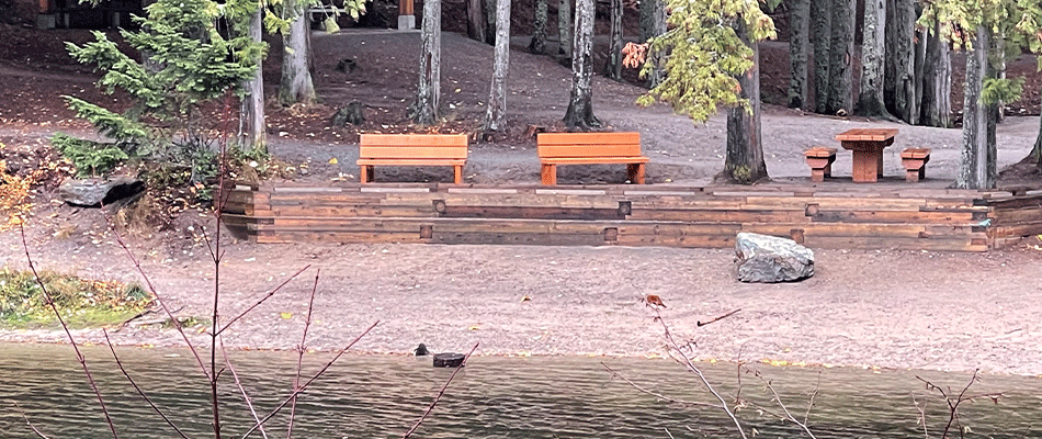 Des bancs et des tables de pique-nique accessibles installés au parc régional du lac Cottonwood.