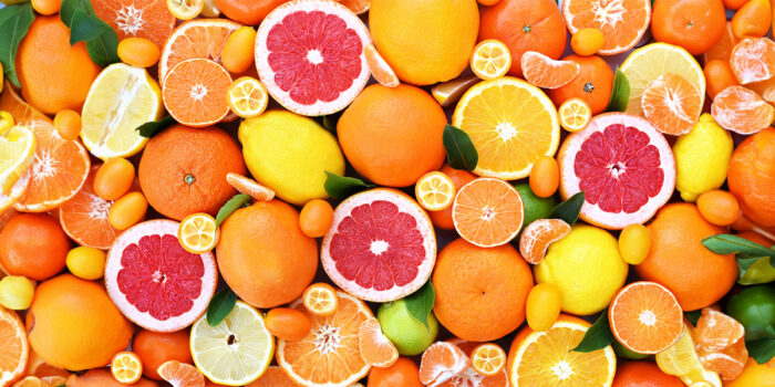 Citurs food such as: oranages, lemons, limes and grapefruit 
