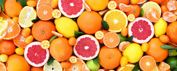 Citurs food such as: oranages, lemons, limes and grapefruit 