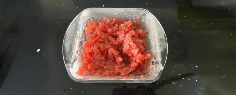 diced watermelon in a casserole dish
