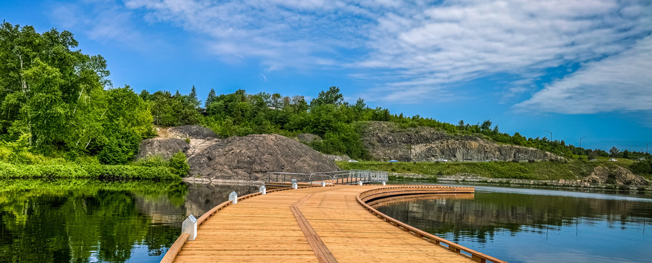 boardwalk over water on a sunny day