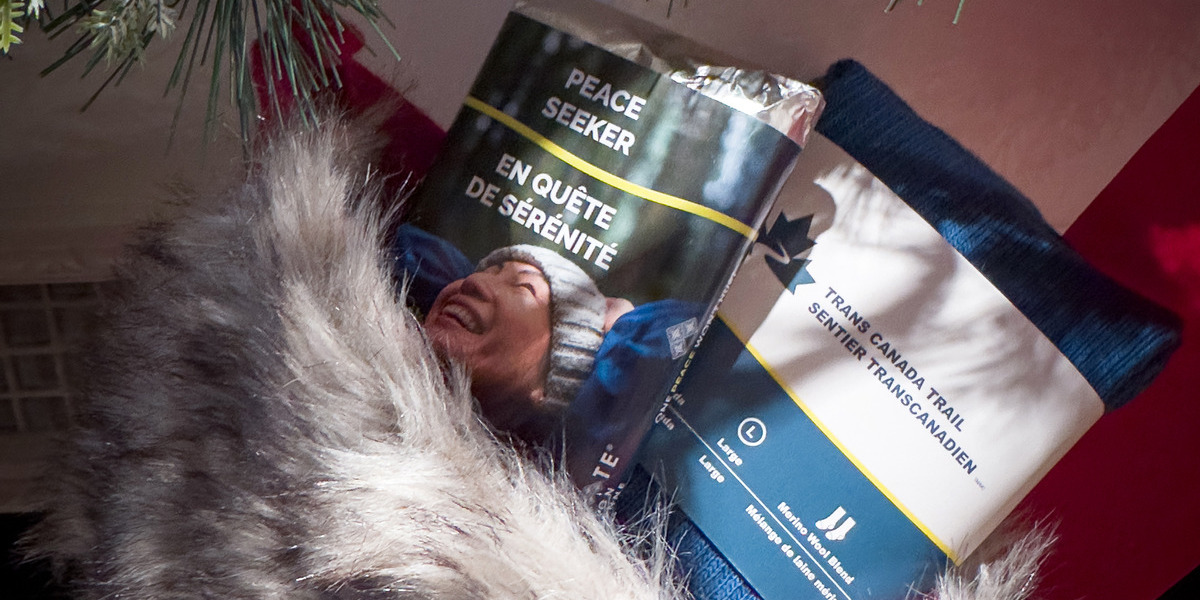 Trans Canada Trail - Great Canadian Sox Co | Sentier Transcanadien chocolate bar inside stocking