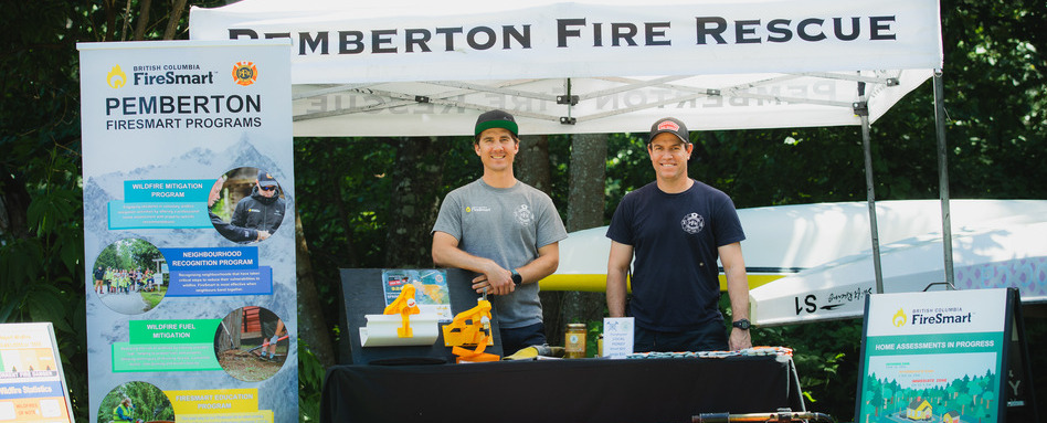 two men posing with fire gear 