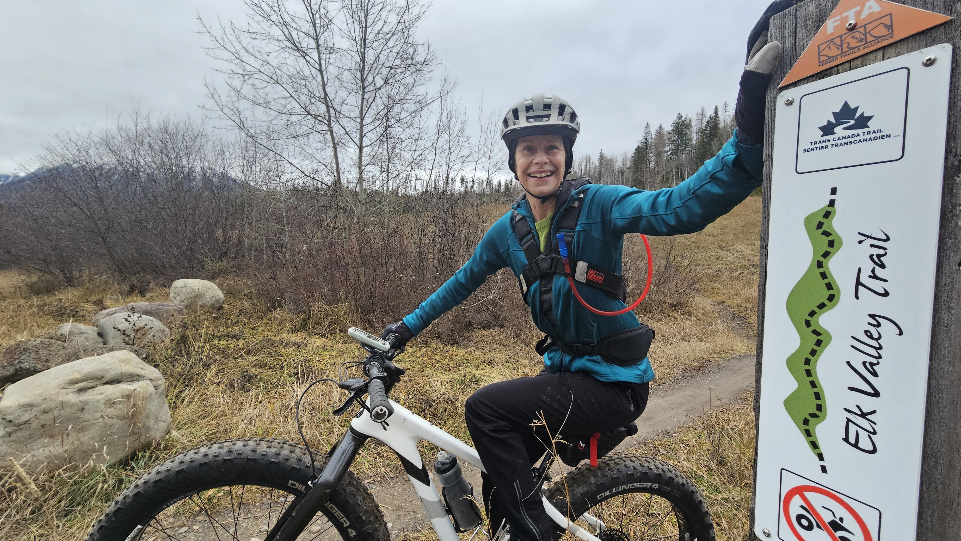 Juliette Prouse rides her bike on the Elk Valley Trail.