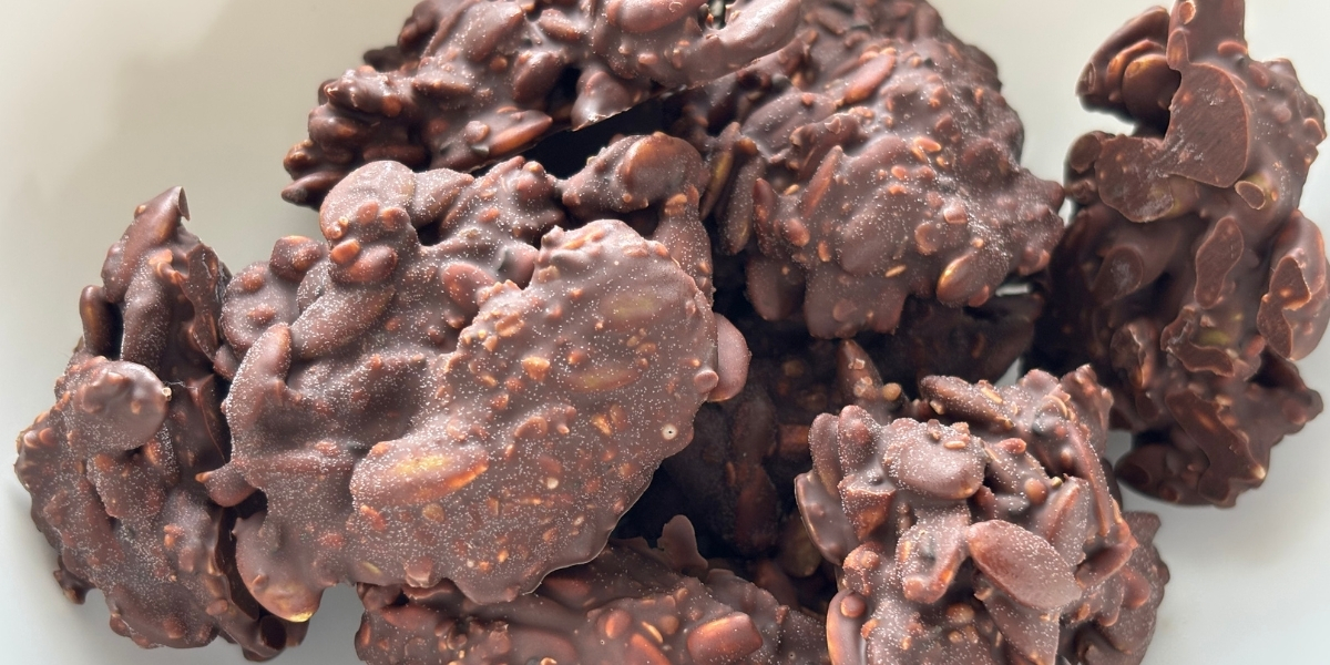 chocolate clusters on a counter
