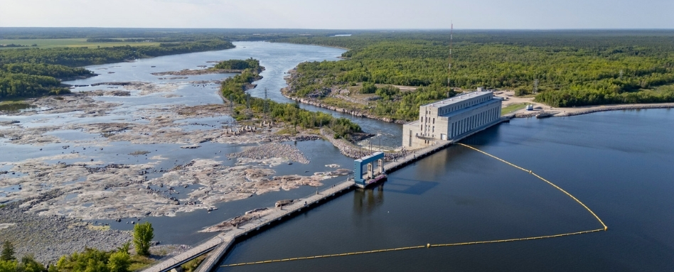 large birdseye view of dam