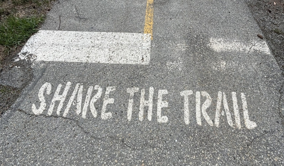 share the trail pavement writing