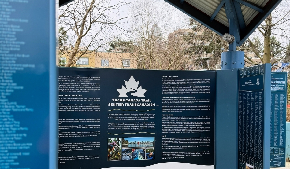 trans canada trail inscription on outdoor pavilion