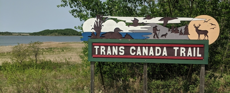 signage on a grassland trail
