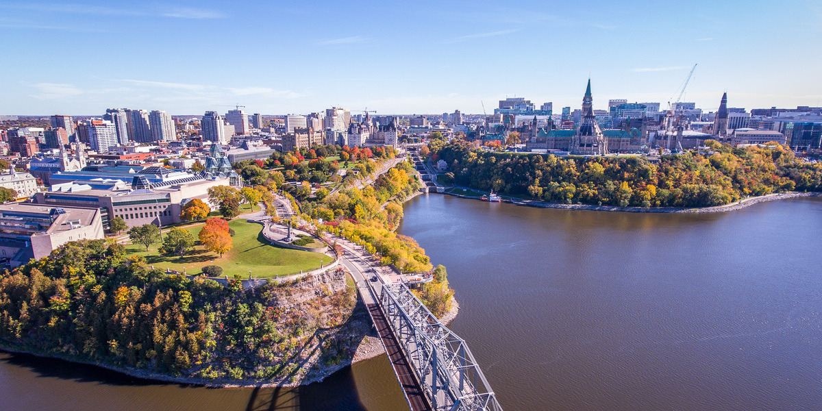 birdseye view of ottawa on a clear sunny day